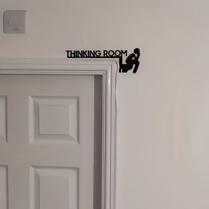 "Add a Touch of Fun: Charming Black Wooden Bathroom Door Frame Decor"
