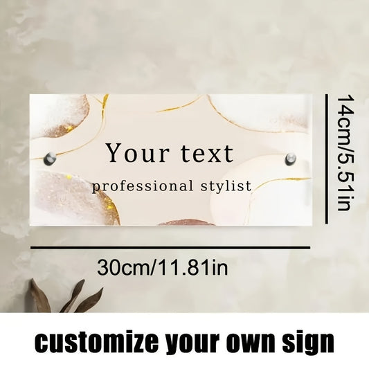 "Sophisticated Touch: Custom Acrylic Door Sign with Golden Foil &amp; Watercolor Design"