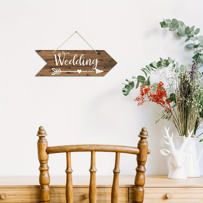 Wedding Arrow Wooden Plate – Welcome Guide Board for Wedding Scene, Sweet Love Hanging Sign