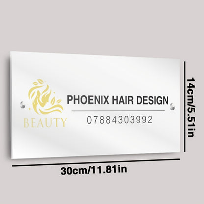 Custom Acrylic Door Sign with Logo &amp; Text – Ideal for Hair Salons, Interior Designers &amp; Professional Offices