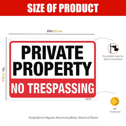 4pcs Private Property No Trespassing Signs