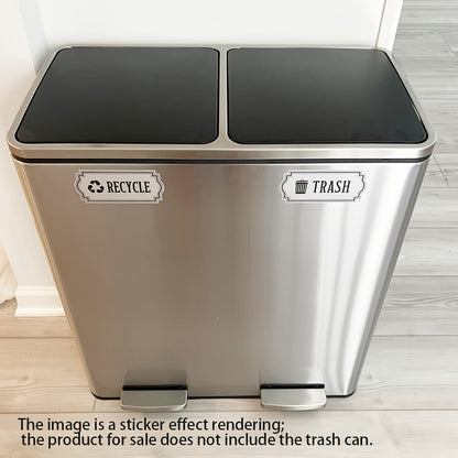 2pcs Recycling &amp; Trash Decal Stickers – Elegant Brushed Silvery Vinyl Decals for Waste Management