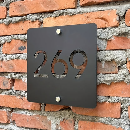 Elegant Black Metal Address Plaque "6.83meter - Extra Thick, Hollow-Carved Design with Stainless Steel Screws for Easy Wall Mounting - Ideal for Villas, Courtyard Homes, Hotels & Guesthouses, Modern Home Decor