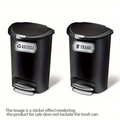 2pcs Recycling &amp; Trash Decal Stickers – Elegant Brushed Silvery Vinyl Decals for Waste Management