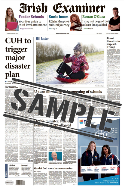 Irish Paper Headlines from the Day You Were Born,Anniversary or Special Date  – A Unique Gift on Canvas!