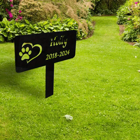 "Personalised Pet Memorial Stake – Customisable Metal Grave Marker for Indoor/Outdoor Use"