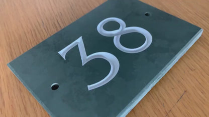 Handcrafted Personalised Green Slate House Number Plaque